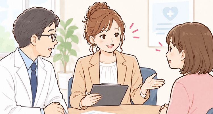 医師、患者、コーディーネーターでカウンセリング